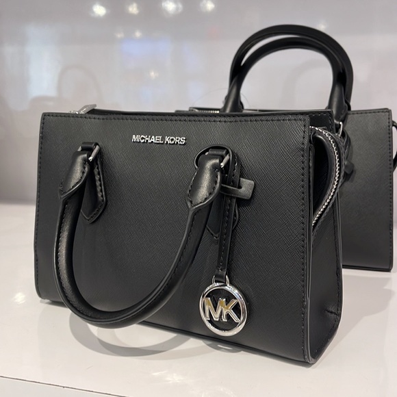 Michael Kors Sheila Small Center Zip Satchel Shoulder Crossbody Bag 
Black - Picture 8 of 13
